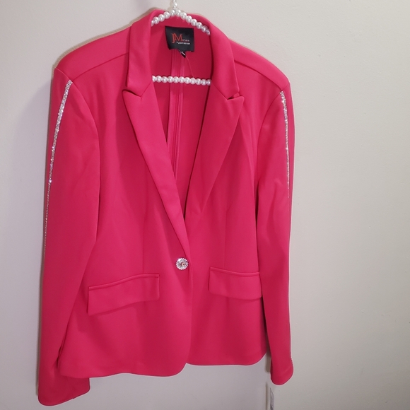 JM Studio by John Meyer Women's Pink Bling Rhinestone Blazer NWT (Large) - Picture 4 of 9